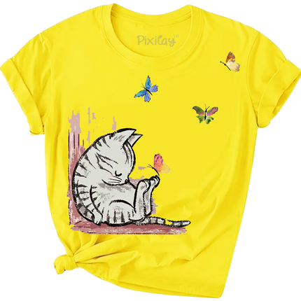 Sleeping Kitty Girls Short Sleeve T-Shirt