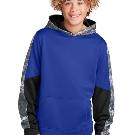 Sport-Tek YST231: Youth Sport-Wick Mineral Freeze Fleece Colorblock Hooded Pullover