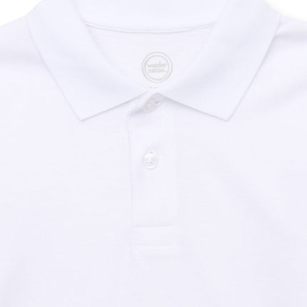 Wonder Nation Boys' School Uniform Jersey Polo Shirt with Short Sleeves, Sizes 4-18 & Husky