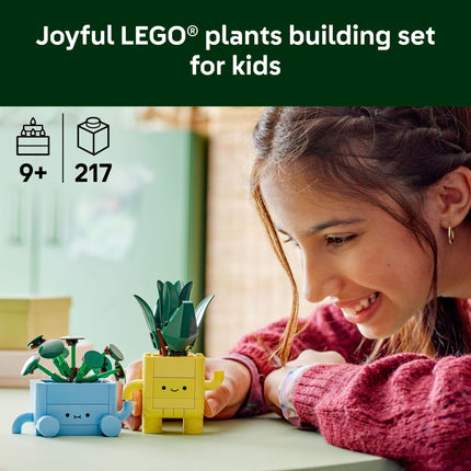 LEGO Botanicals Happy Plants Building Toy for Kids, Girls, and Boys 9+ - Playroom Decor for Desk or Shelf - Birthday Gift Idea for Young Gardeners - Artificial Indoor Plant for Play & Display - 10349