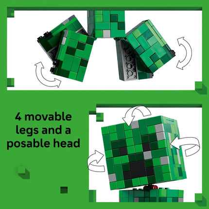 LEGO Minecraft The Creeper Kids Toy - Minecraft Toy for Gaming Fans - Room Decor for Gamers 10 and Up - Poseable Action Figure with 1st Version Minifigure - Cool Gift for Boys and Girls - 21276