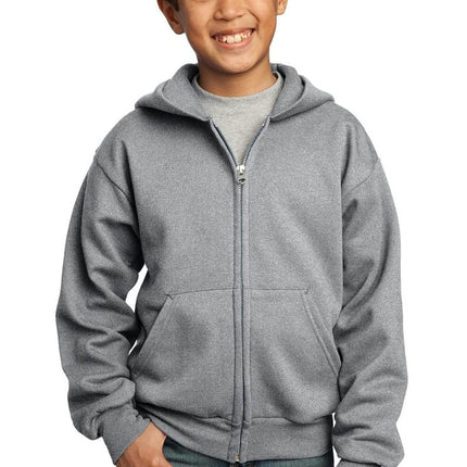 Port & Company ®  - Youth Core Fleece Full-Zip Hooded Sweatshirt.  PC90YZH