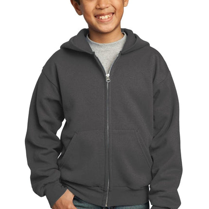 Port & Company ®  - Youth Core Fleece Full-Zip Hooded Sweatshirt.  PC90YZH