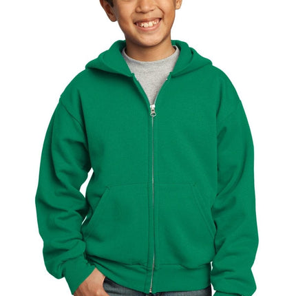 Port & Company ®  - Youth Core Fleece Full-Zip Hooded Sweatshirt.  PC90YZH
