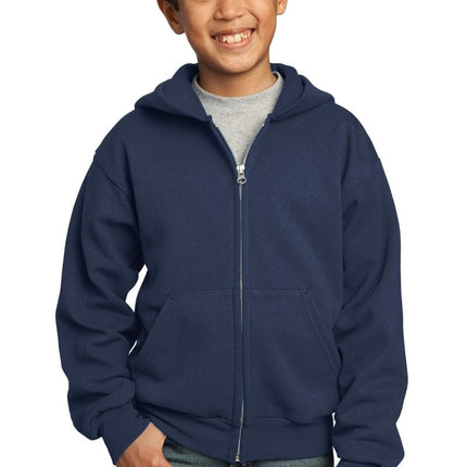 Port & Company ®  - Youth Core Fleece Full-Zip Hooded Sweatshirt.  PC90YZH