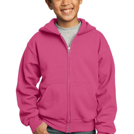 Port & Company ®  - Youth Core Fleece Full-Zip Hooded Sweatshirt.  PC90YZH