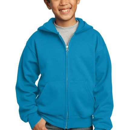 Port & Company ®  - Youth Core Fleece Full-Zip Hooded Sweatshirt.  PC90YZH