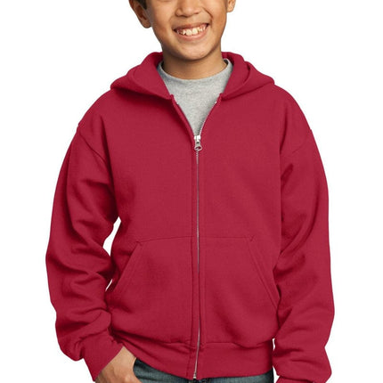 Port & Company ®  - Youth Core Fleece Full-Zip Hooded Sweatshirt.  PC90YZH