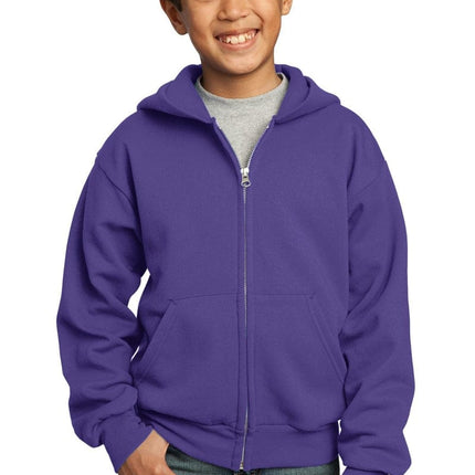 Port & Company ®  - Youth Core Fleece Full-Zip Hooded Sweatshirt.  PC90YZH