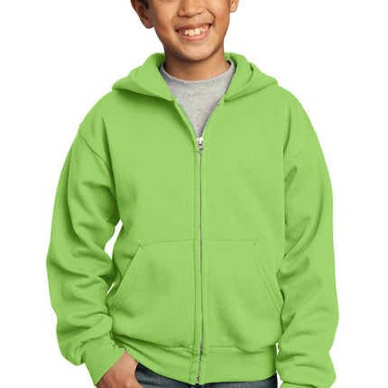 Port & Company ®  - Youth Core Fleece Full-Zip Hooded Sweatshirt.  PC90YZH
