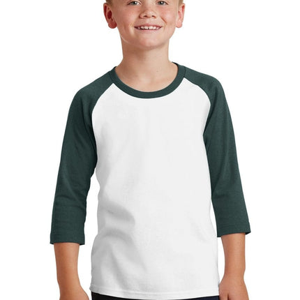 Port & Company ®  Youth Core Blend 3/4-Sleeve Raglan Tee. PC55YRS