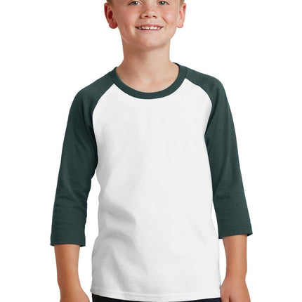 Port & Company ®  Youth Core Blend 3/4-Sleeve Raglan Tee. PC55YRS