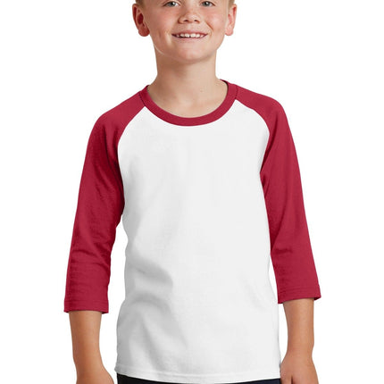 Port & Company ®  Youth Core Blend 3/4-Sleeve Raglan Tee. PC55YRS