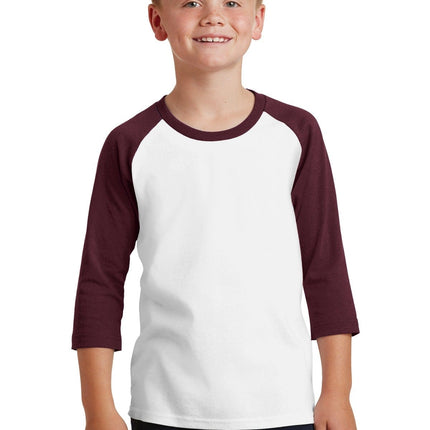 Port & Company ®  Youth Core Blend 3/4-Sleeve Raglan Tee. PC55YRS