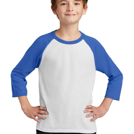 Port & Company ®  Youth Core Blend 3/4-Sleeve Raglan Tee. PC55YRS