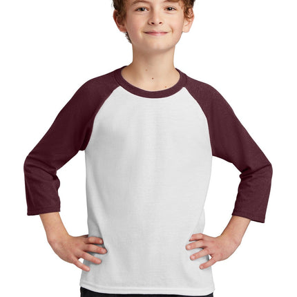 Port & Company ®  Youth Core Blend 3/4-Sleeve Raglan Tee. PC55YRS