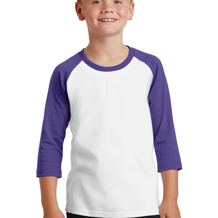 Port & Company ®  Youth Core Blend 3/4-Sleeve Raglan Tee. PC55YRS