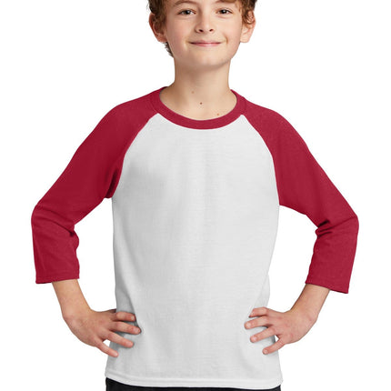 Port & Company ®  Youth Core Blend 3/4-Sleeve Raglan Tee. PC55YRS