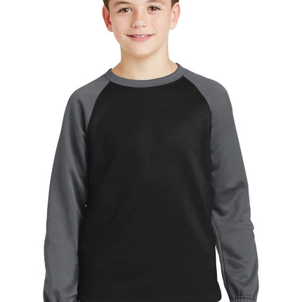 DISCONTINUED  Sport-Tek ®  Youth Sport-Wick ®  Raglan Colorblock Fleece Crewneck. YST242