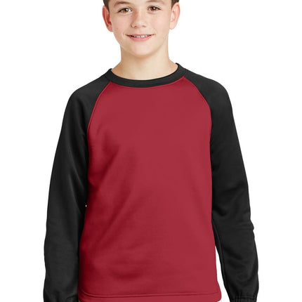 DISCONTINUED  Sport-Tek ®  Youth Sport-Wick ®  Raglan Colorblock Fleece Crewneck. YST242