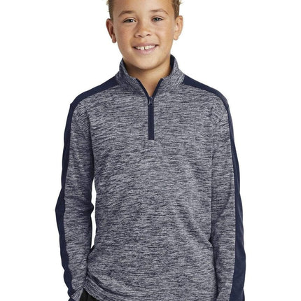 Sport-Tek YST397: Youth PosiCharge Electric Heather Colorblock 1/4-Zip Pullover