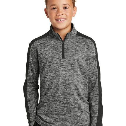 Sport-Tek YST397: Youth PosiCharge Electric Heather Colorblock 1/4-Zip Pullover