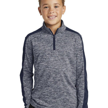 Sport-Tek YST397: Youth PosiCharge Electric Heather Colorblock 1/4-Zip Pullover