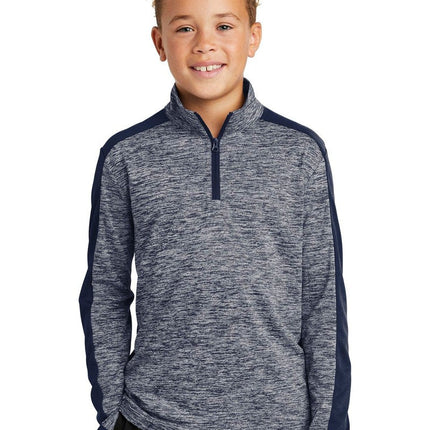 Sport-Tek YST397: Youth PosiCharge Electric Heather Colorblock 1/4-Zip Pullover