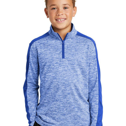 Sport-Tek YST397: Youth PosiCharge Electric Heather Colorblock 1/4-Zip Pullover