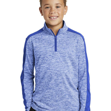 Sport-Tek YST397: Youth PosiCharge Electric Heather Colorblock 1/4-Zip Pullover