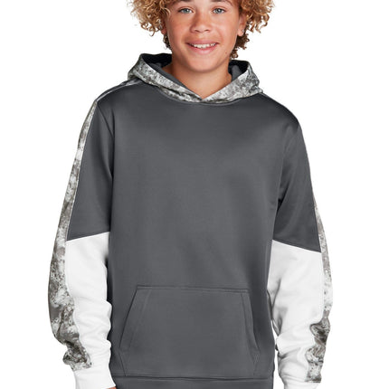 Sport-Tek YST231: Youth Sport-Wick Mineral Freeze Fleece Colorblock Hooded Pullover