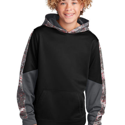 Sport-Tek YST231: Youth Sport-Wick Mineral Freeze Fleece Colorblock Hooded Pullover