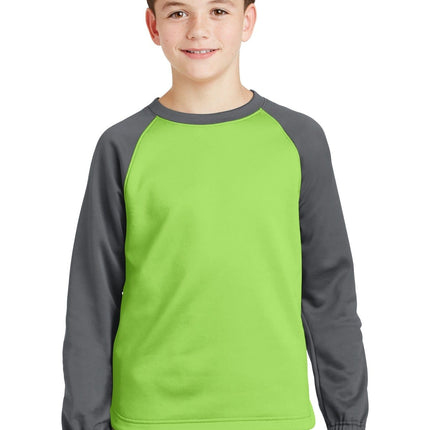 DISCONTINUED  Sport-Tek ®  Youth Sport-Wick ®  Raglan Colorblock Fleece Crewneck. YST242