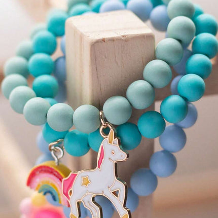 3pcs/set Girls Rainbow Charm Beaded Bracelet
