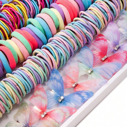 267pcs Kids Girls Multicolor Hair Scrunchies, Bow Hair Clips, Rabbit Ears Headbands, Hair Ties, Cute Hair Accessories Set