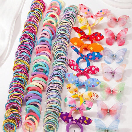 267pcs Kids Girls Multicolor Hair Scrunchies, Bow Hair Clips, Rabbit Ears Headbands, Hair Ties, Cute Hair Accessories Set