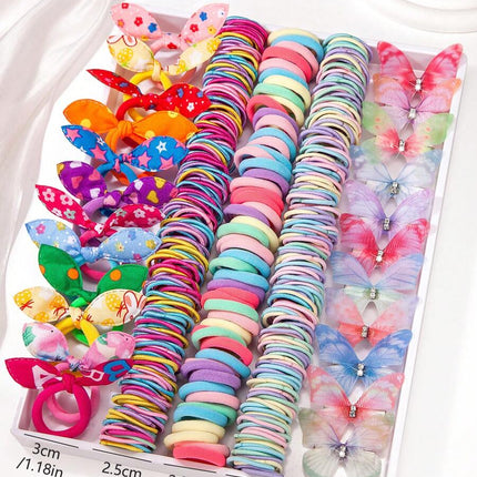267pcs Kids Girls Multicolor Hair Scrunchies, Bow Hair Clips, Rabbit Ears Headbands, Hair Ties, Cute Hair Accessories Set