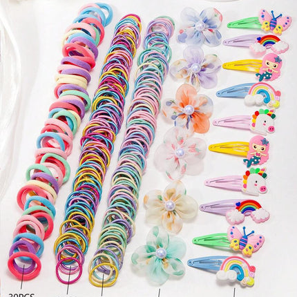 267pcs Kids Girls Multicolor Hair Scrunchies, Bow Hair Clips, Rabbit Ears Headbands, Hair Ties, Cute Hair Accessories Set