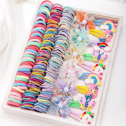 267pcs Kids Girls Multicolor Hair Scrunchies, Bow Hair Clips, Rabbit Ears Headbands, Hair Ties, Cute Hair Accessories Set