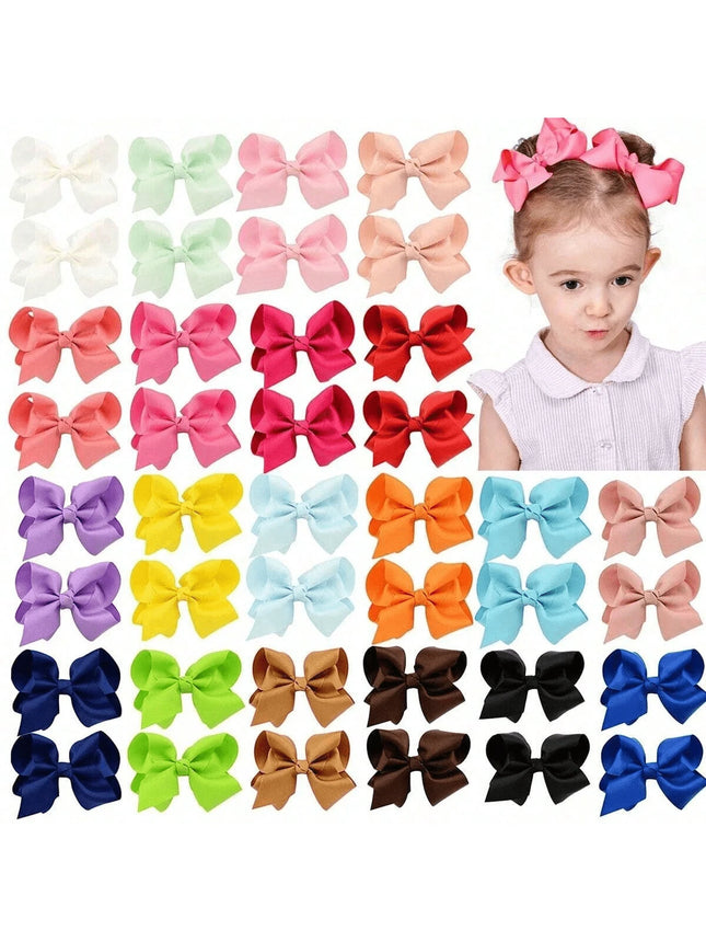 5/20/40Pcs Random Color Hair Bows For Girls Grosgrain Ribbon Toddler Sweet Hair Accessories With Alligator Clips For Toddlers Baby Girls Kids Teens