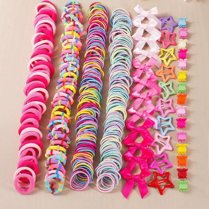 267pcs Kids Girls Multicolor Hair Scrunchies, Bow Hair Clips, Rabbit Ears Headbands, Hair Ties, Cute Hair Accessories Set