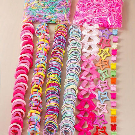 267pcs Kids Girls Multicolor Hair Scrunchies, Bow Hair Clips, Rabbit Ears Headbands, Hair Ties, Cute Hair Accessories Set