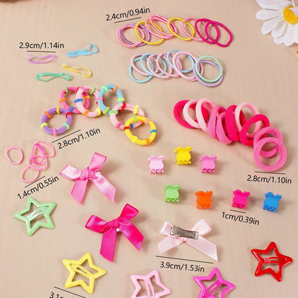 267pcs Kids Girls Multicolor Hair Scrunchies, Bow Hair Clips, Rabbit Ears Headbands, Hair Ties, Cute Hair Accessories Set