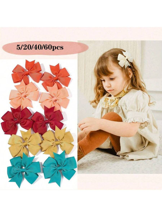 5/20/40Pcs Random Color Hair Bows For Girls Grosgrain Ribbon Toddler Sweet Hair Accessories With Alligator Clips For Toddlers Baby Girls Kids Teens