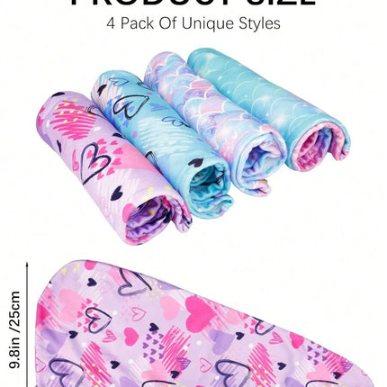 1pc Girls Microfiber Hair Towel Wrap For Kids Rapid Drying Hair Towel With Button Hair Turbans For Wet Hair Wraps Head Towel Wrap For Girls, Dark Unicorn