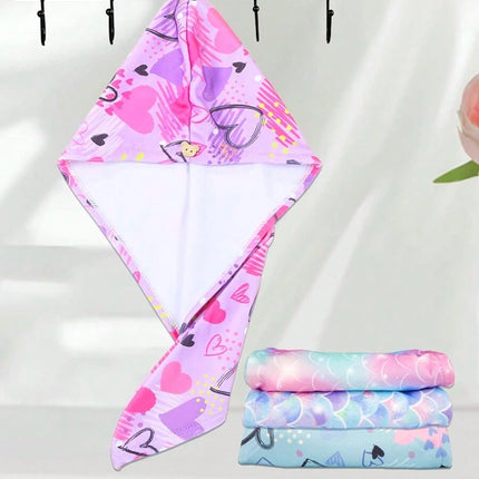 1pc Girls Microfiber Hair Towel Wrap For Kids Rapid Drying Hair Towel With Button Hair Turbans For Wet Hair Wraps Head Towel Wrap For Girls, Dark Unicorn