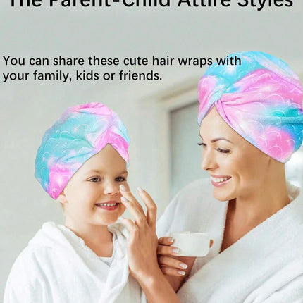 1pc Girls Microfiber Hair Towel Wrap For Kids Rapid Drying Hair Towel With Button Hair Turbans For Wet Hair Wraps Head Towel Wrap For Girls, Dark Unicorn