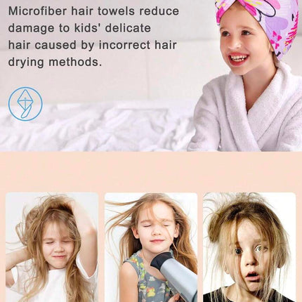1pc Girls Microfiber Hair Towel Wrap For Kids Rapid Drying Hair Towel With Button Hair Turbans For Wet Hair Wraps Head Towel Wrap For Girls, Dark Unicorn