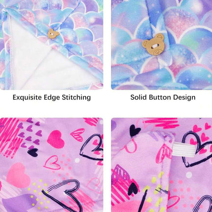 1pc Girls Microfiber Hair Towel Wrap For Kids Rapid Drying Hair Towel With Button Hair Turbans For Wet Hair Wraps Head Towel Wrap For Girls, Dark Unicorn