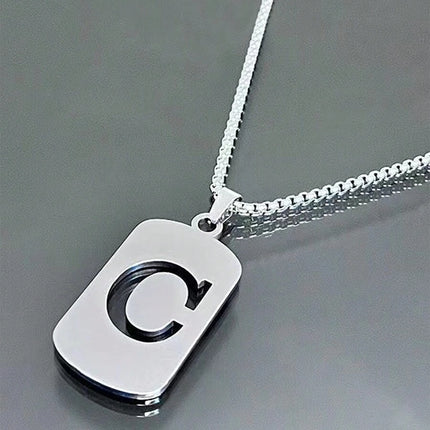 1pc A-Z 26 Letter Pendant Necklace, Titanium Steel Chain, Unisex Student Couple Accessories, Minimalist & Versatile Design,